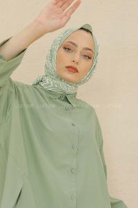 Modalamelif Renkli Baskılı Medine İpeği Şal Zebra Desen Mint