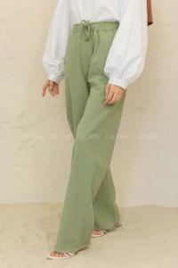 Modalamelif Beli Lastikli Paça Püsküllü  Pantolon Çağla