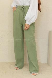 Modalamelif Beli Lastikli Paça Püsküllü  Pantolon Çağla