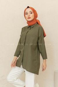 Modalamelif Çift Cepli Poplin Gömlek Haki