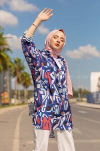 Modalamelif  Etnik Desen Gömlek Pudra