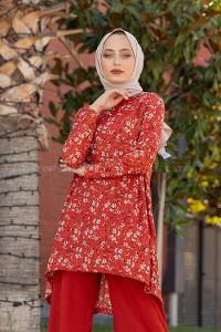 Modalamelif Papatya Desen İkili Takım Kiremit