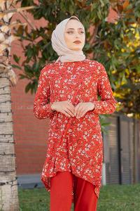 Modalamelif Papatya Desen İkili Takım Kiremit