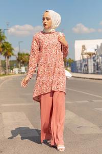 Modalamelif Papatya Desen İkili Takım Pudra