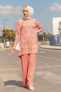 Modalamelif Papatya Desen İkili Takım Pudra