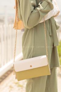 Modalamelif Parça Renkli Çanta Cüzdan Yağ Yeşili