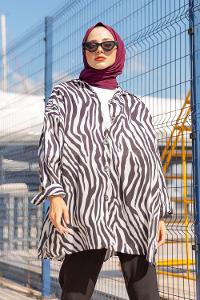 Modalamelif Zebra Desen Gömlek Siyah Beyaz