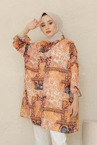 Modalamelif Batik Desen Gömlek Hardal Sarısı