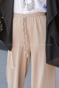 Modalamelif Bel Lastikli Ayrobin Pantolon Taş Rengi