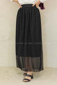 Modalamelif İçi Astarlı Puanlı Etek Siyah