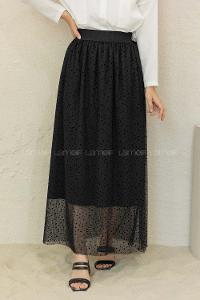 Modalamelif İçi Astarlı Puanlı Etek Siyah