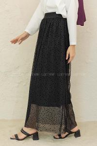 Modalamelif İçi Astarlı Puanlı Etek Siyah
