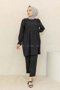 Modalamelif Önü Fırfırlı İkili Takım Siyah