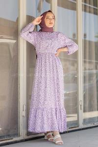 Modalamelif  Papatya Desen Elbise Lila