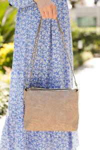 Modalamelif Üç Bölmeli Çapraz Çanta Vizonrengi