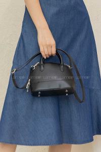 Modalamelif Deri Görünümlü Düz Renk Çapraz Çanta Siyah