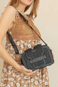 Modalamelif İki Bölmeli Çapraz Çanta Siyah