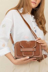 Modalamelif İki Bölmeli Çapraz Çanta Taba