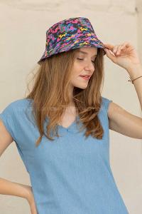 Modalamelif Kamuflaj Baskı Balıkçı Fötr Şapka Mor