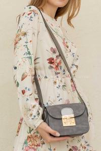 Modalamelif Kapak Kilitli Çapraz Çanta Gri