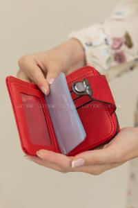 Modalamelif Kapak Kilitli Püsküllü Cüzdan Kırmızı