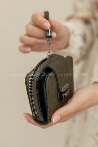 Modalamelif Kapak Kilitli Püsküllü Cüzdan  Koyu Yeşil