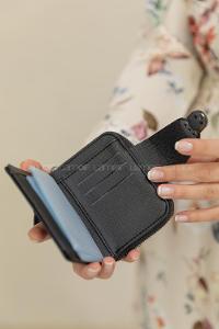 Modalamelif Kapak Kilitli Püsküllü Cüzdan Siyah