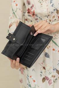 Modalamelif Kapk Kilitli Düz Renk Cüzdan Siyah