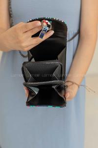 Modalamelif Metal Tokalı Pop-Art Mesenger Çanta Siyah