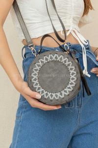 Modalamelif Püsküllü Silindir Çapraz Çanta Antrasit