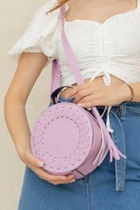 Modalamelif Püsküllü Silindir Çapraz Çanta Lila