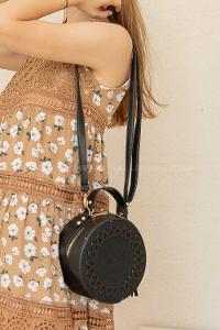 Modalamelif Püsküllü Silindir Çapraz Çanta Siyah