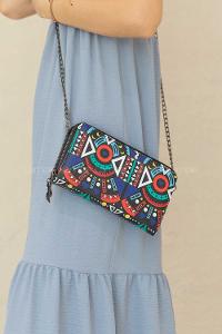 Modalamelif Zincir Askılı Pop-Art Çapraz Çanta Siyah