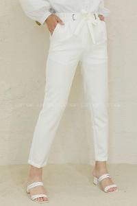 Modalamelif Beli Lastikli Havuç Pantolon Beyaz
