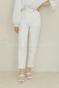Modalamelif Beli Lastikli Havuç Pantolon Beyaz