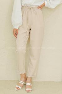 Modalamelif Beli Lastikli Pantolon Taş Rengi