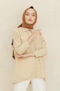 Modalamelif Çift Cepli Poplin Gömlek Sütlü Kahve