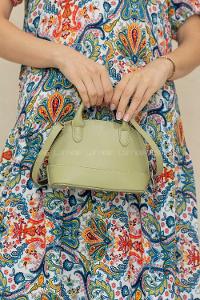 Modalamelif Deri Görünümlü Düz Renk Çapraz Çanta Yağ Yeşili