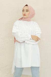 Modalamelif Hakim Yaka Kol katlı Tunik Ekru