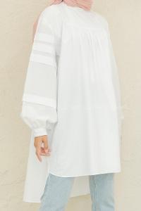 Modalamelif Hakim Yaka Kol katlı Tunik Ekru