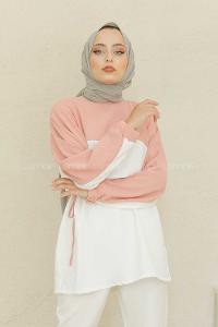 Modalamelif Kol Lastikli Garnili Tunik Gül