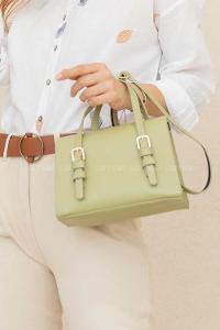 Modalamelif Toka Detaylı Çapraz Çanta Fıstık Yeşili