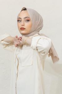 Modalamelif Açık Vizonrengi Pötikare Şal