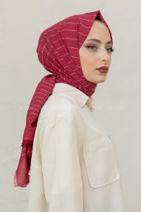 Modalamelif Bordo-Beyaz Line Şal