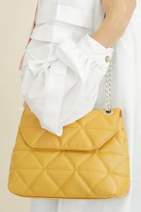Modalamelif Dikişli Kapitone Çapraz Çanta Hardal Sarısı