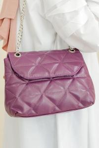 Modalamelif Dikişli Kapitone Çapraz Çanta Mor