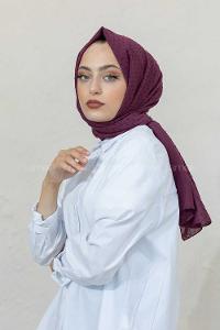 Modalamelif Koyu Mor Lüks Ponpon Şal