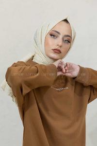 Modalamelif Krem Lüks Ponpon Şal