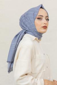 Modalamelif Mavi-Gri Line Şal