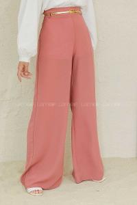 Modalamelif Parlak Kemerli Salaş Pantolon Gül